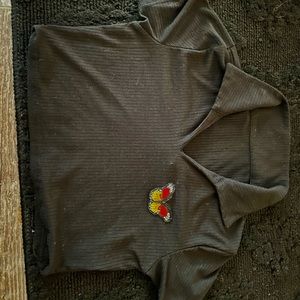 Black collar crop top with butterfly